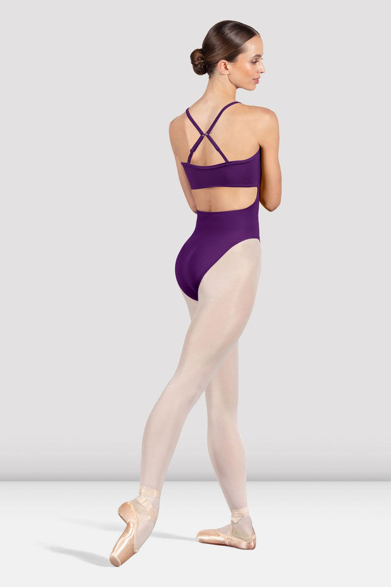 Ladies Emi Open Back Leotard, Purple