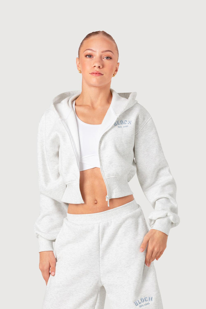 Girls Cropped Zip Front Hoodie, Grey – BLOCH Dance US
