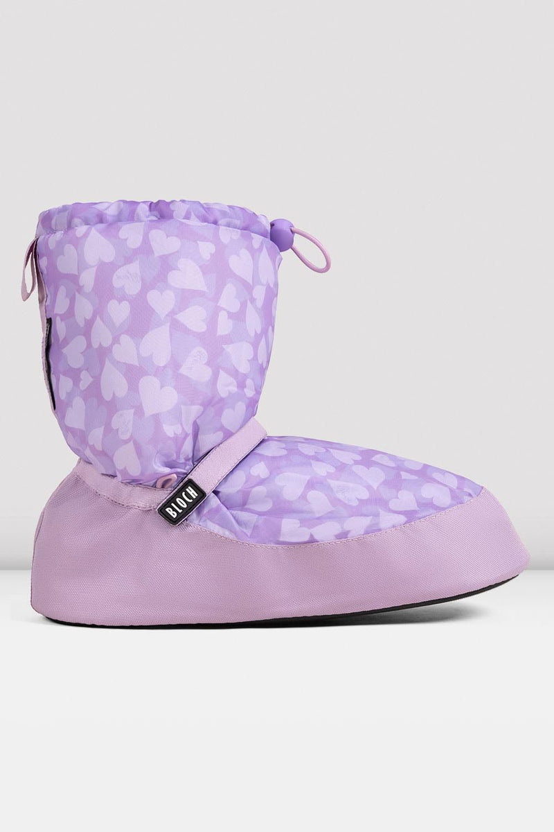 Childrens Confetti Hearts Print Warm Up Booties, Purple – BLOCH
