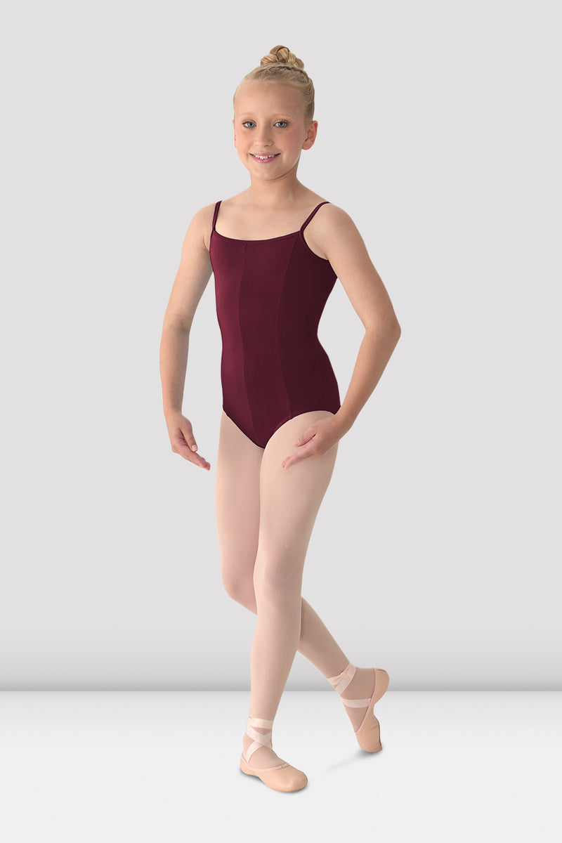 Girls Mirella Princess Seam V Front Camisole Leotard, Burgundy