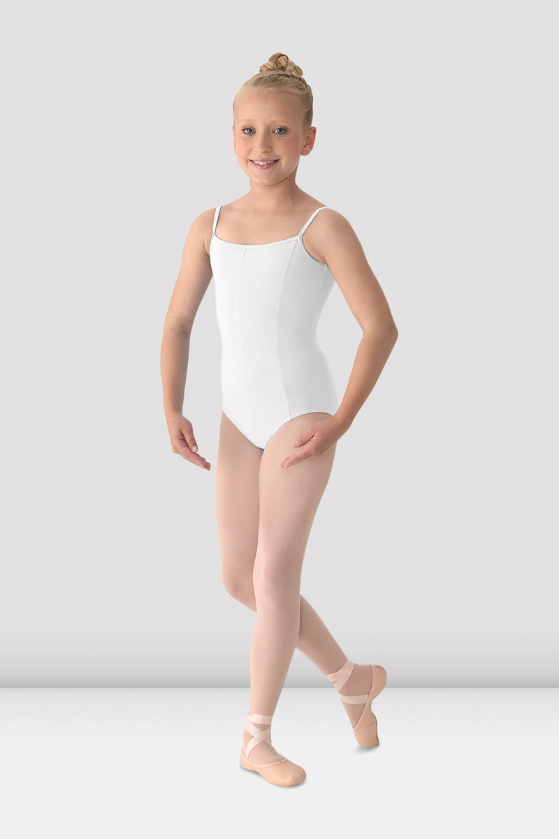 Girls Mirella Princess Seamed Camisole Leotard, White