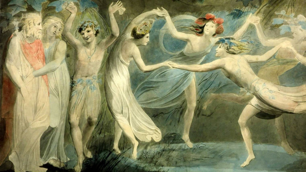 The painting 'Oberon, Titania and Puck with Fairies Dancing' by William Blake (1786)