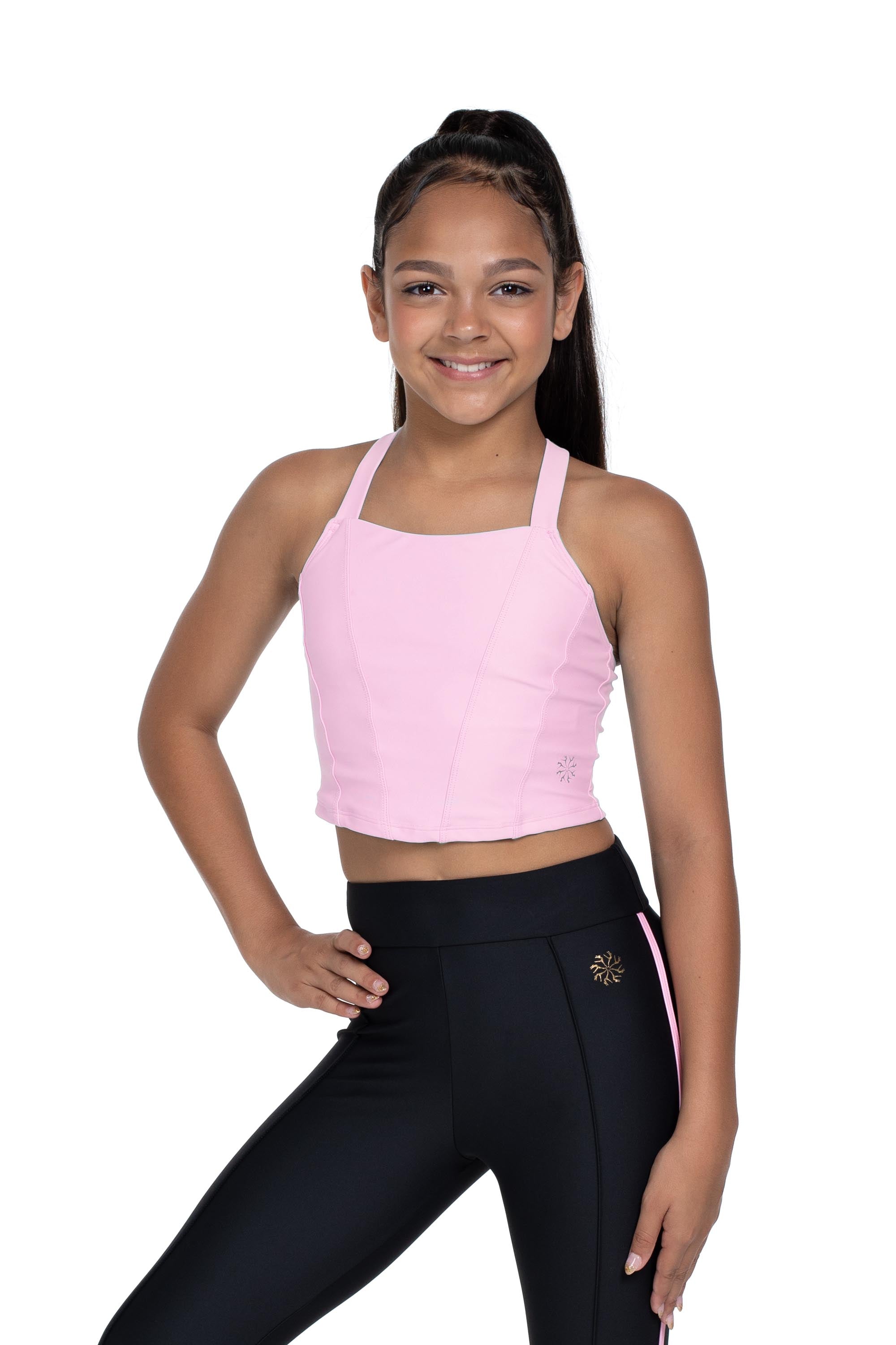 Girl Yoga Outfits Crossback Sportswear Kids Sport Crop Top+Long