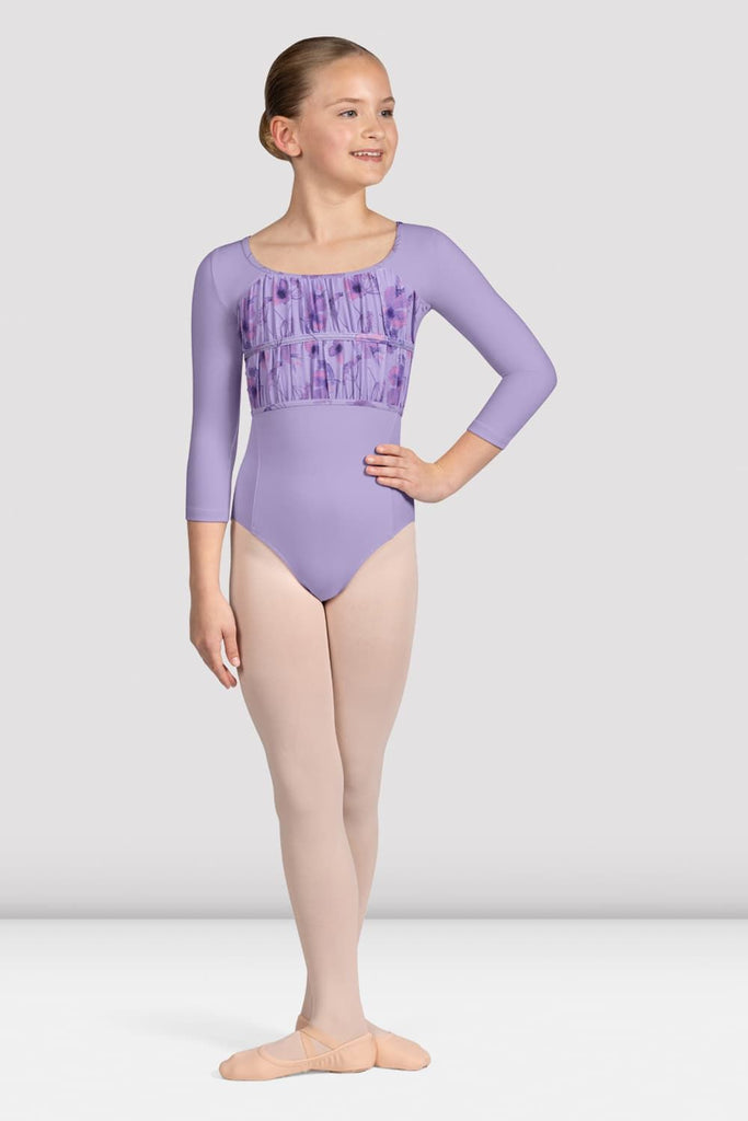 Girls Sophie Floral 3/4 Sleeve Leotard - BLOCH US