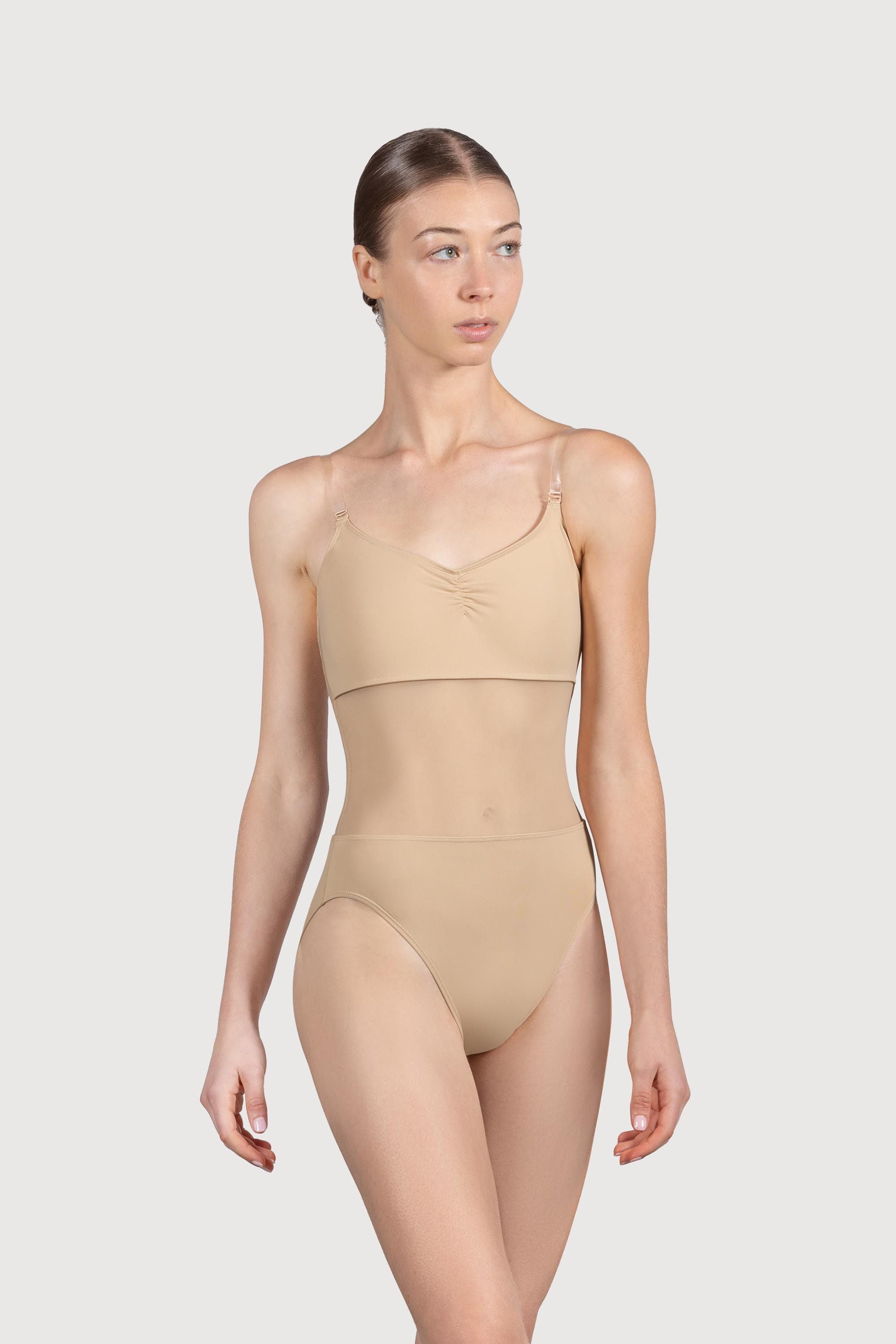 contrast-strap mesh bodysuit