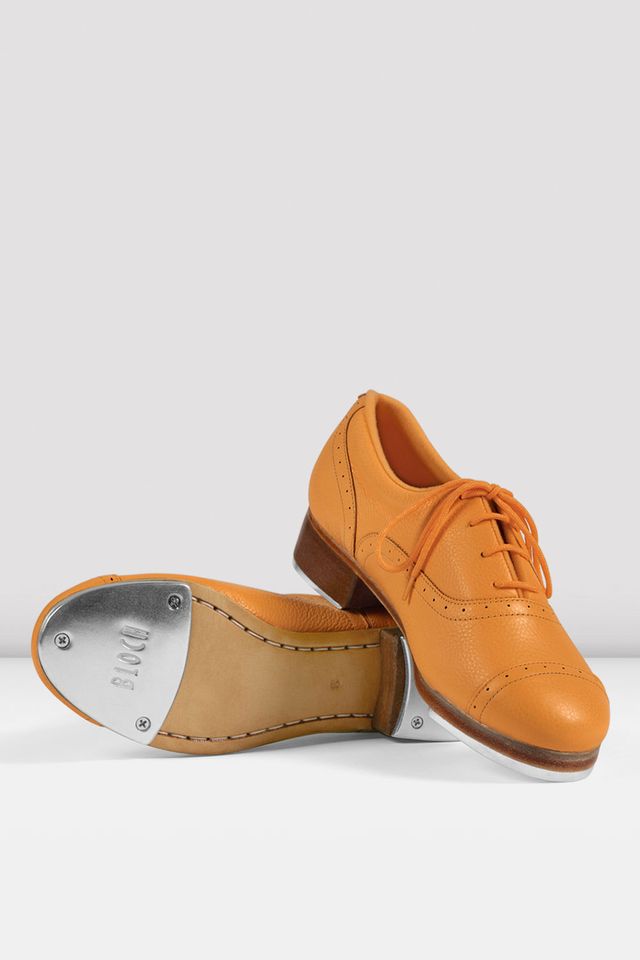 ladies orange dress shoes BLOCH Ladies Jason Samuels Smith Pebble Leather Tap Shoes, Orange Pebble Leather, Size: 4.5