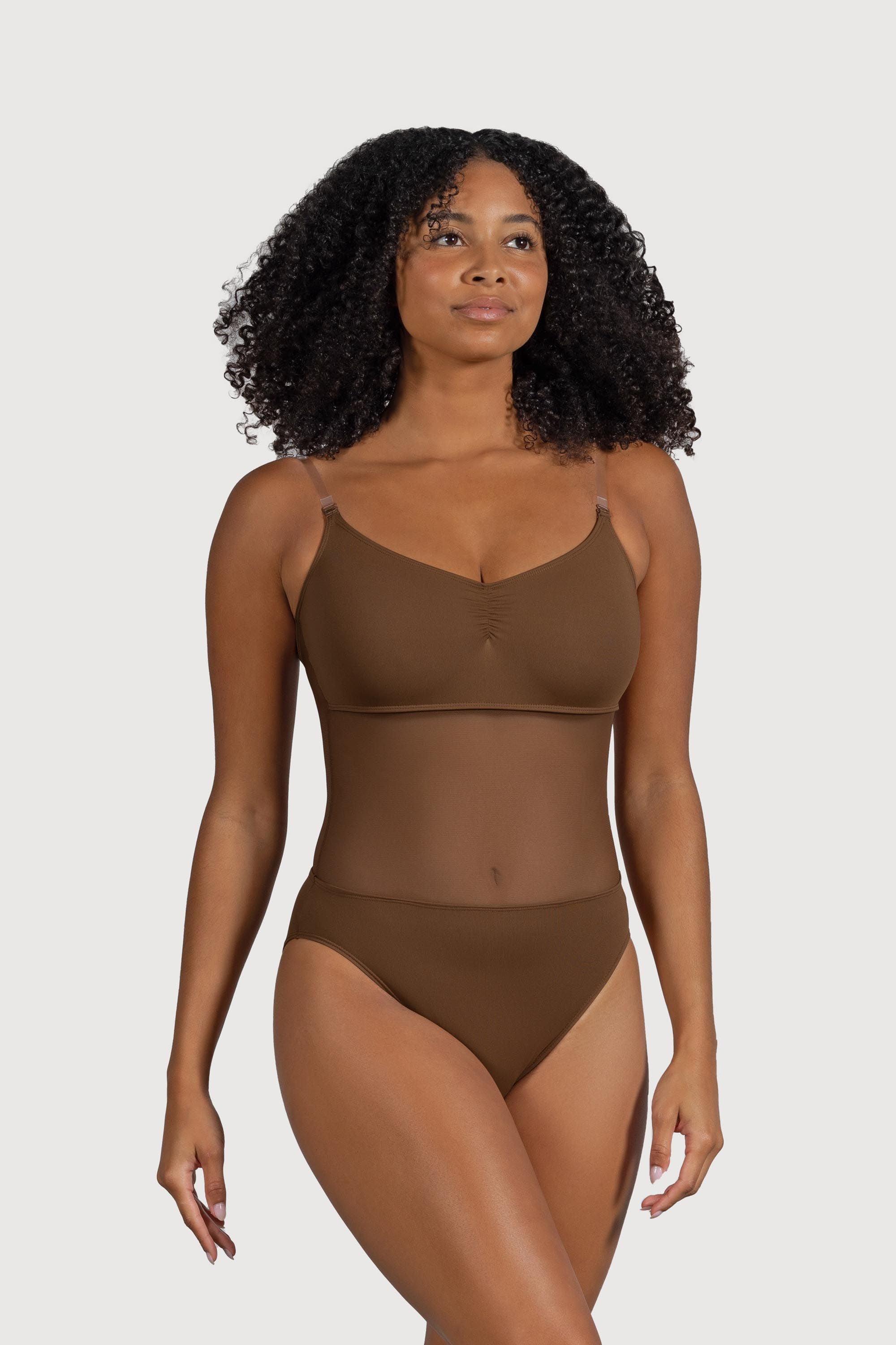 Ladies Cordelia Mesh Panel Bodysuit, Brown – BLOCH Dance US