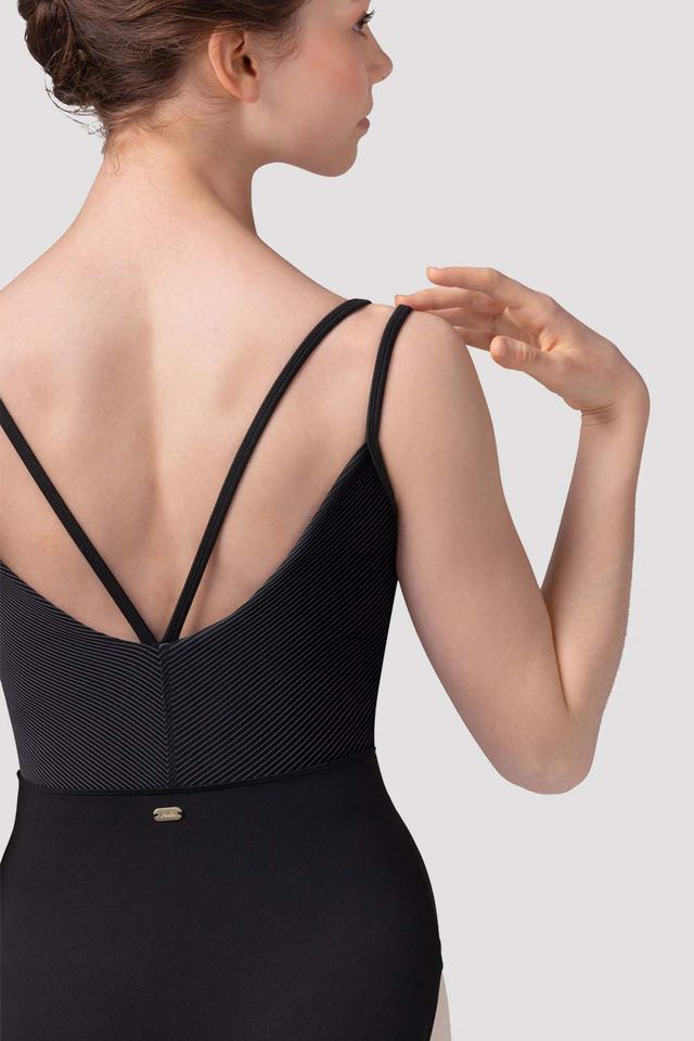 Mirella Ladies Stripe Bodice Camisole Leotard BLK / M Mirella Ladies Stripe Bodice Camisole Leotard BLK / M
