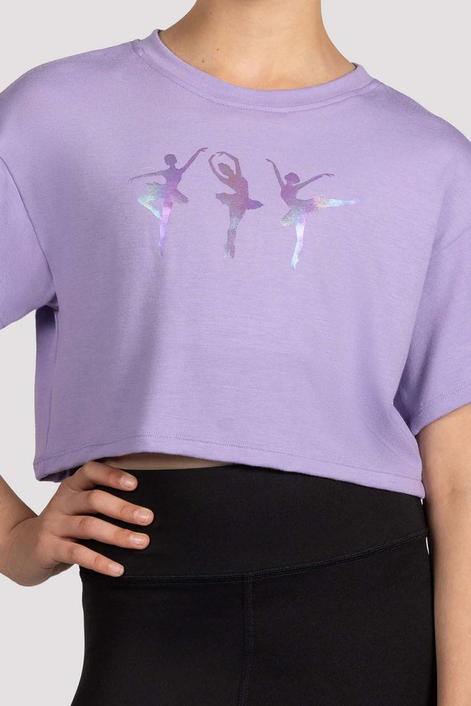 Girls Mirella Glow Girl Ballerina Print Crop Top - BLOCH US