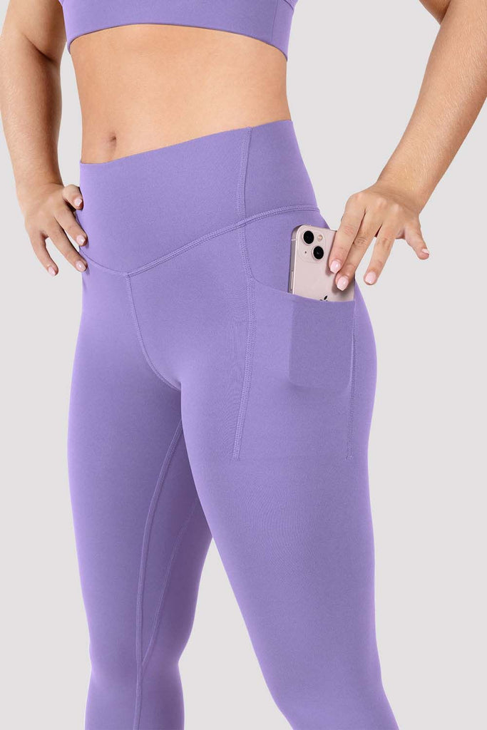 Purple leggings with pockets deals