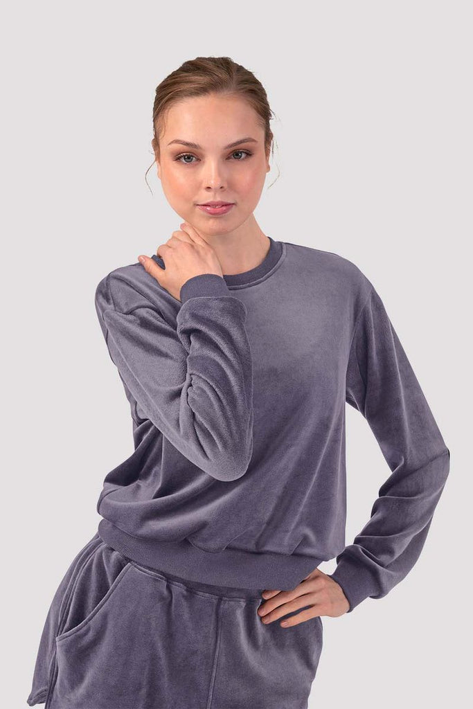 Ladies Caroline Velvet Crew Neck Jumper - BLOCH US