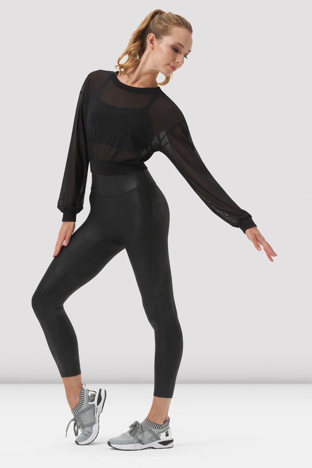 Ladies Remi Mesh Long Sleeve Top, Black – BLOCH Dance US