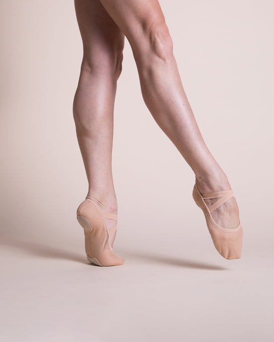 BLOCH Performa Ballet Shoe in Pink on Models Feet on Neutral Background