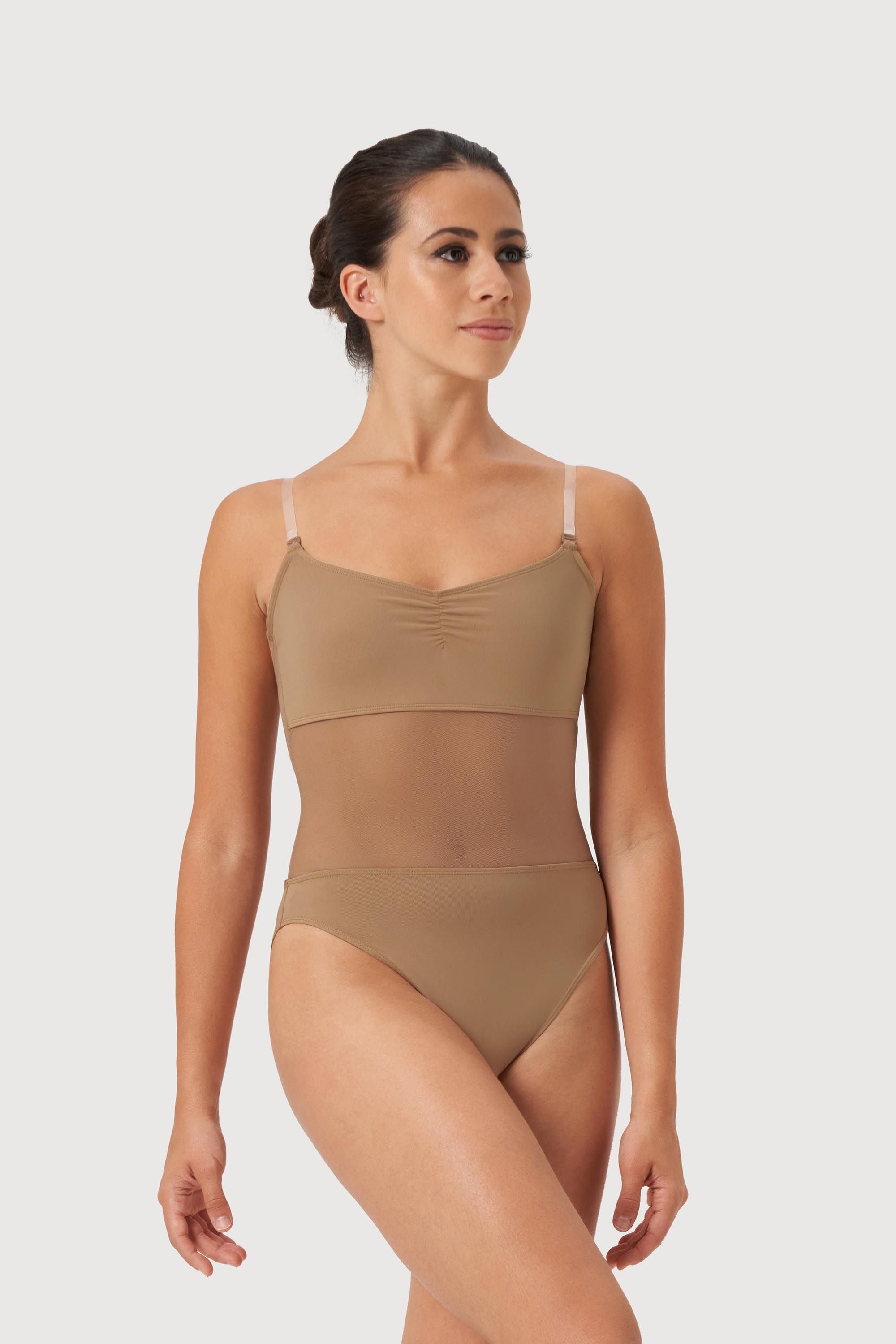 Ladies Cordelia Mesh Panel Bodysuit, Tan – BLOCH Dance US