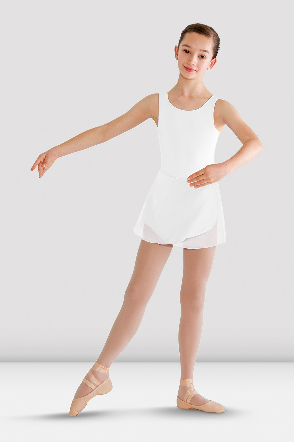 white ballet dress La Ballerine Layered Mesh Mini Bloch CL8255 Girls Riya Skirted