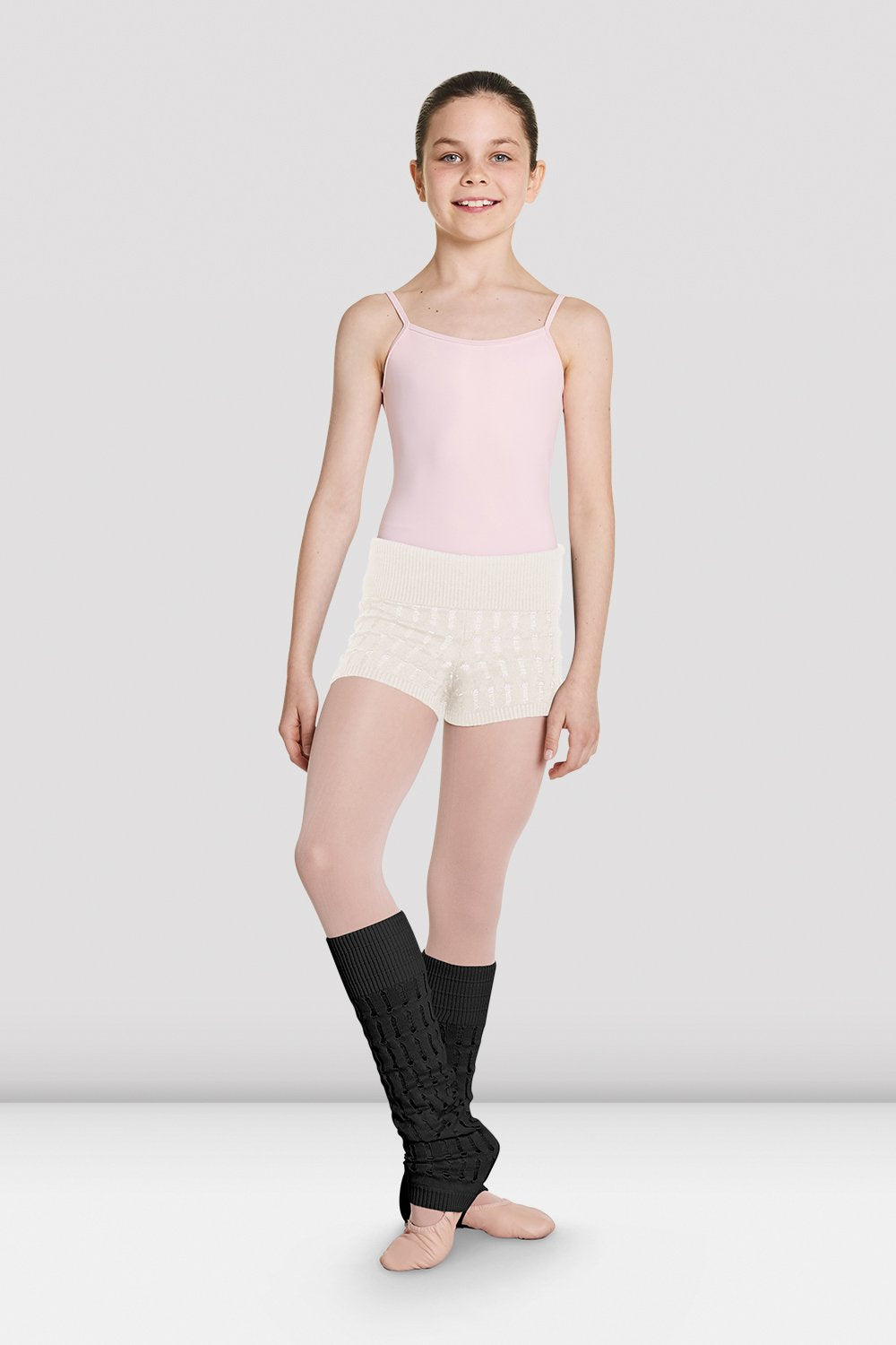 BLOCH Girls Nora Knitted Warm-Up Shorts, White
