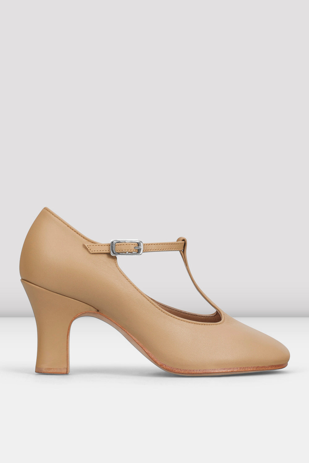 Ladies Chord T-Strap 3 inch Heel Character Shoes, Tan