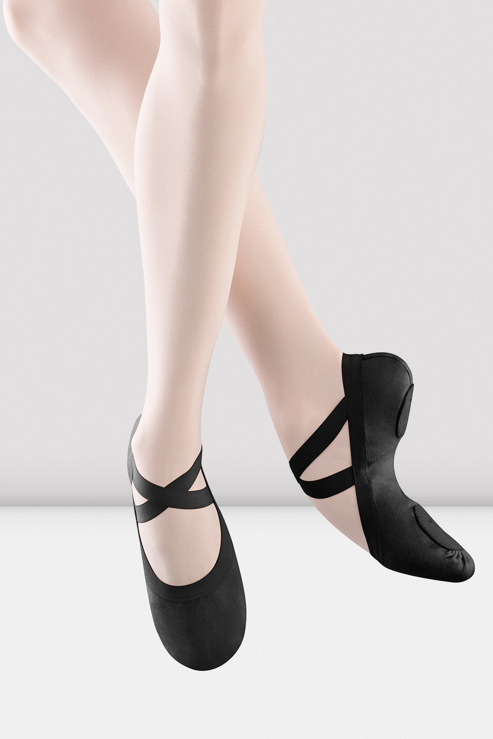 Ladies Pro Elastic Canvas Ballet Shoes, Black