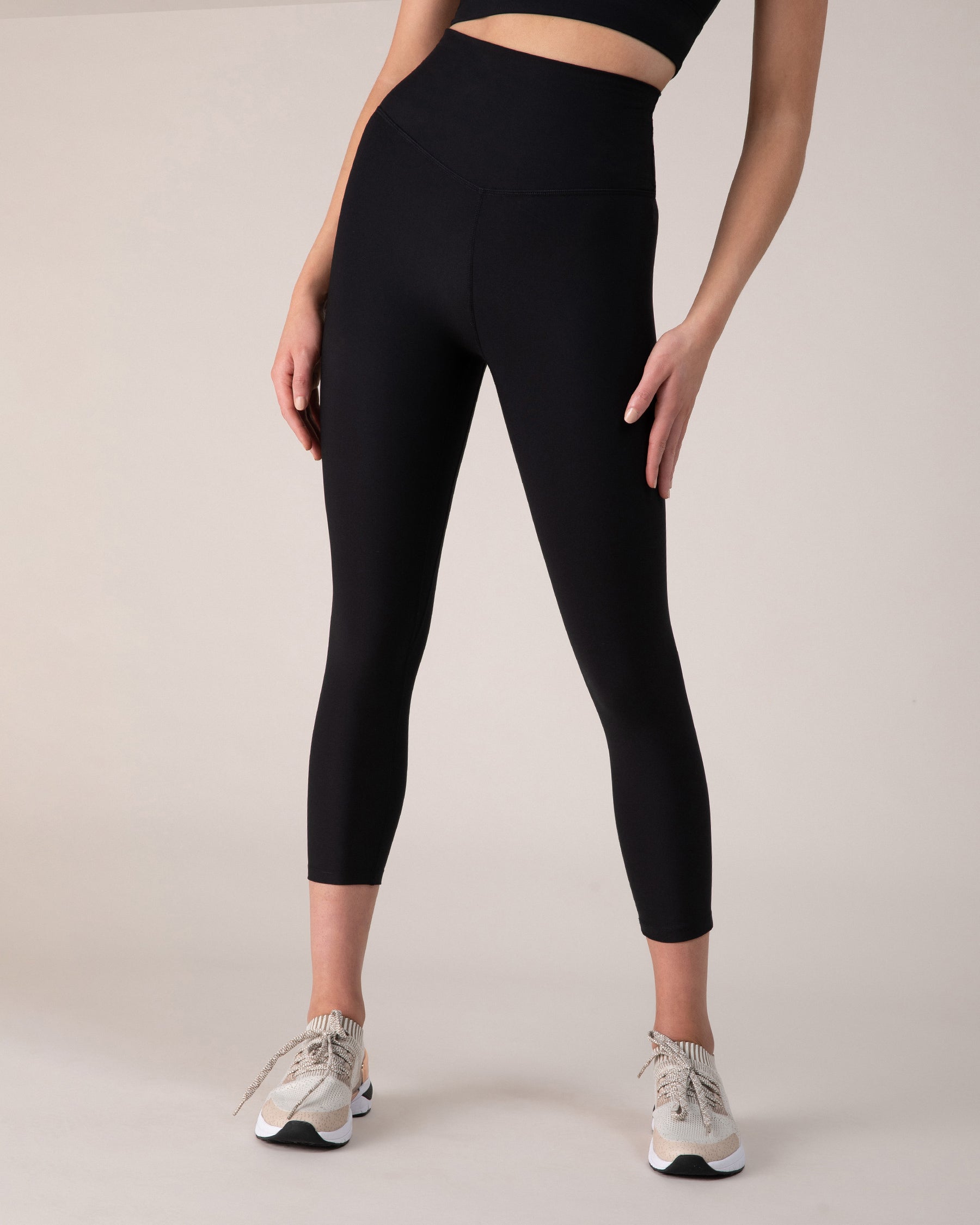Jenny Warm Stretch Capri Leggings in Solid Black