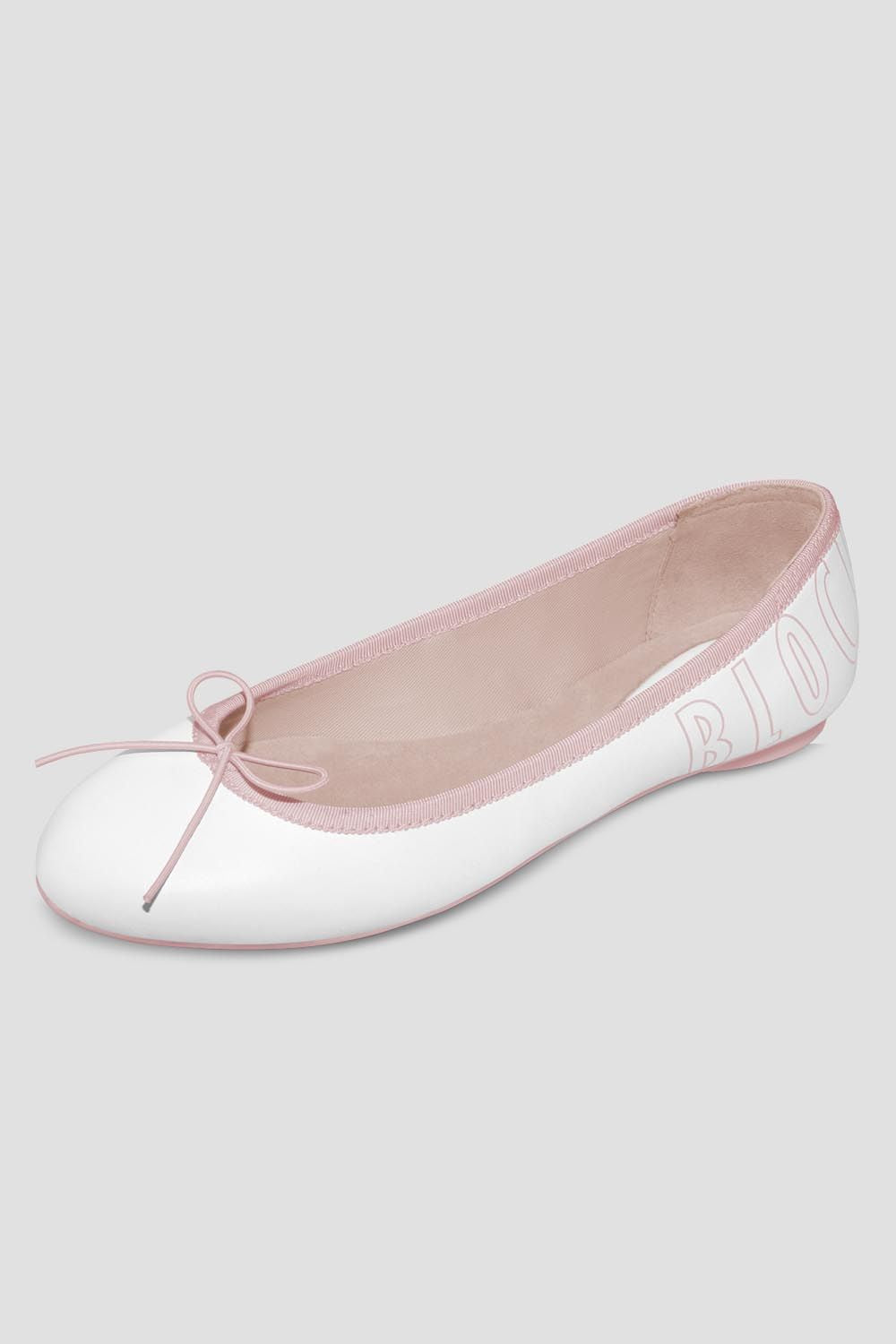 Ballet Flats Pink Dance Shoes Ladies Lyra Ballet Flats, White Pink
