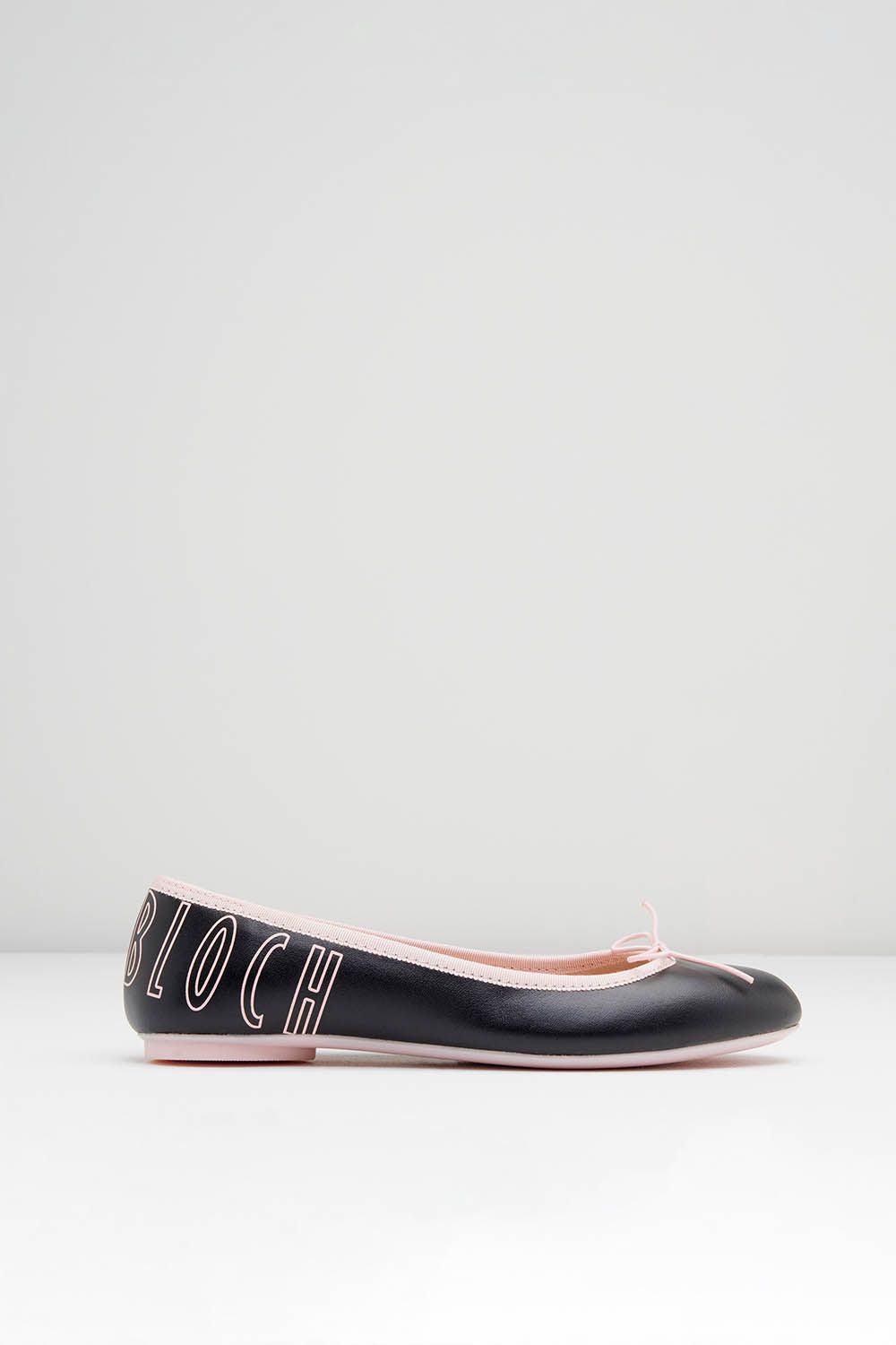 Ladies Lyra Ballet Flats, Black Pink Leather BLOCH Dance US Ladies Lyra Ballet Flats, Black Pink Leather BLOCH Dance US