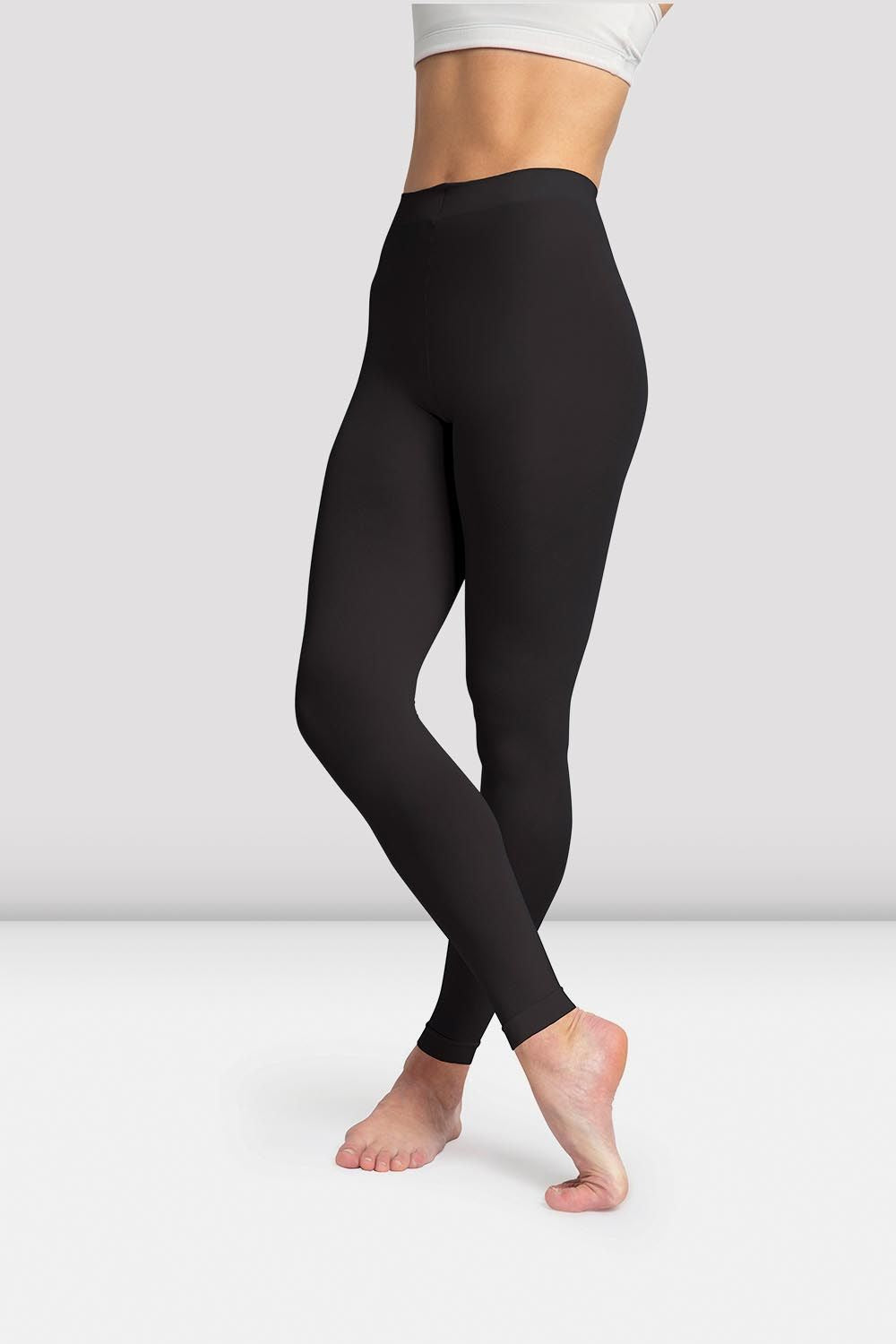 Women's H Halston HTFT501 Fleece Lined Ultra Soft Footless Tight - 2 Pack  (Black M/L) 